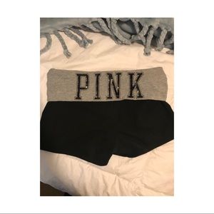 VS Pink Yoga rollover shorts